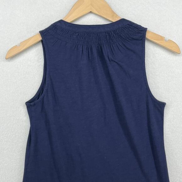 LILLY PULITZER Tank Top 2XS Essie Palm Beach Slub Popover Smocked Cotton Blue - Picture 4 of 15